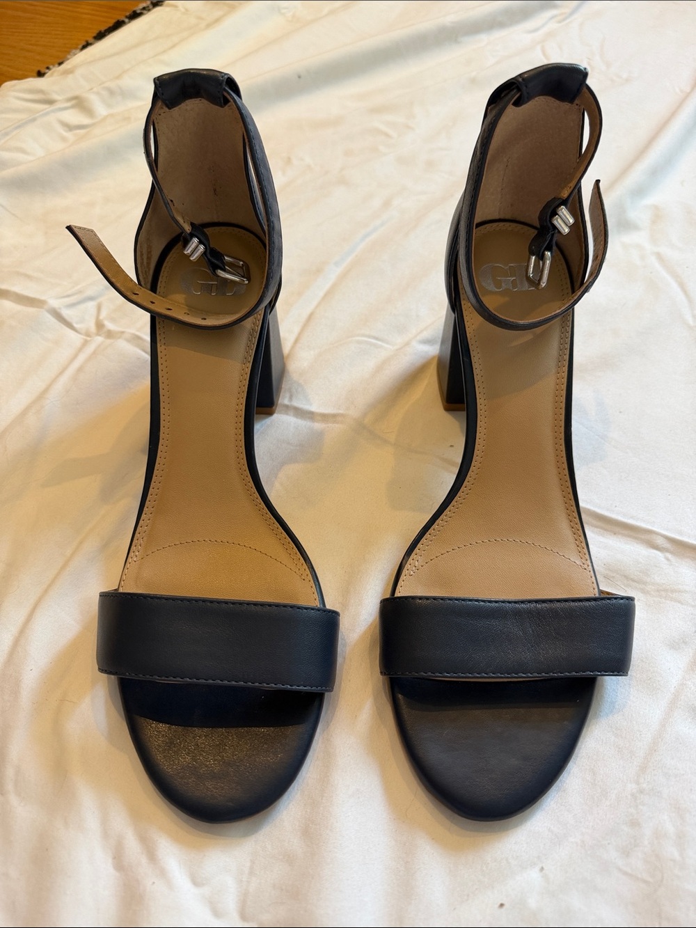 Gianni Bini Blue Ankle-Strap Block Heels